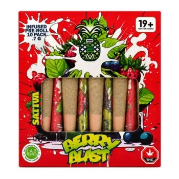 PEM Infused Pre-Rolls Berry Blast (Sativa) box of ten 0.7 g pre-rolls