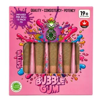 PEM Infused Pre-Rolls Bubble Gum (Sativa) box of ten 0.7 g pre-rolls