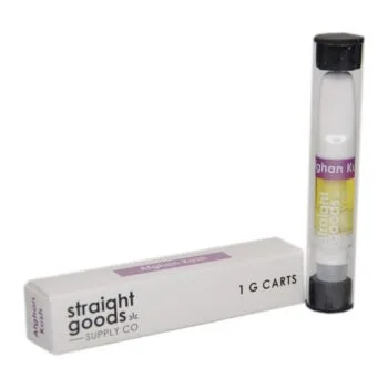 Straight Goods 1G cart, Afghan Kush, box and cartridge