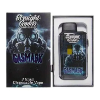 Straight Goods 3G disposable vape, Gasmask, box and pen